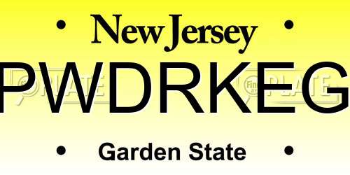 PWDRKEG New Jersey License Plate