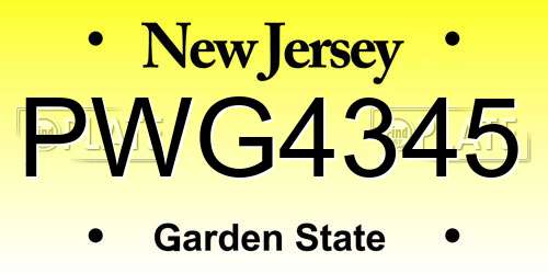 PWG4345 New Jersey License Plate