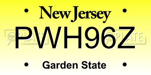 PWH96Z New Jersey License Plate