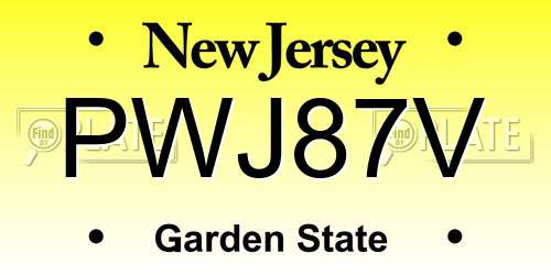 PWJ87V New Jersey License Plate