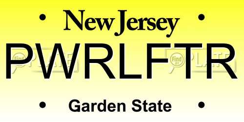 PWRLFTR New Jersey License Plate