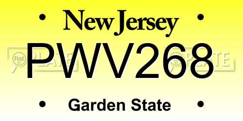 PWV268 New Jersey License Plate