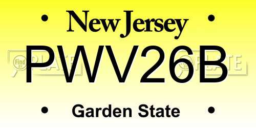 PWV26B New Jersey License Plate
