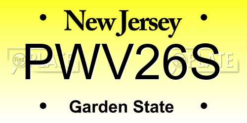 PWV26S New Jersey License Plate