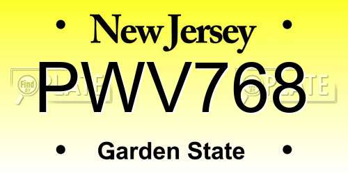 PWV768 New Jersey License Plate