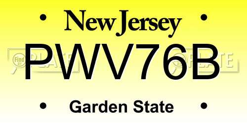 PWV76B New Jersey License Plate