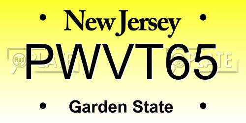 PWVT65 New Jersey License Plate