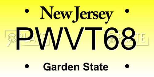 PWVT68 New Jersey License Plate