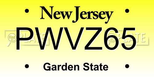 PWVZ65 New Jersey License Plate