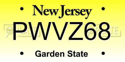 PWVZ68 New Jersey License Plate