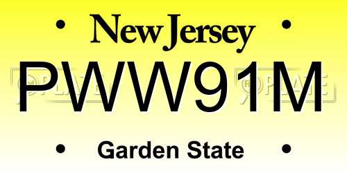 PWW91M New Jersey License Plate