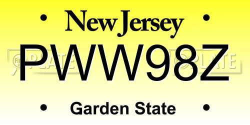 PWW98Z New Jersey License Plate