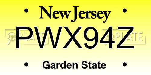 PWX94Z New Jersey License Plate