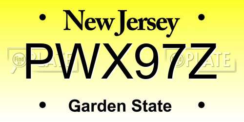 PWX97Z New Jersey License Plate