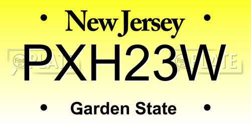 PXH23W New Jersey License Plate