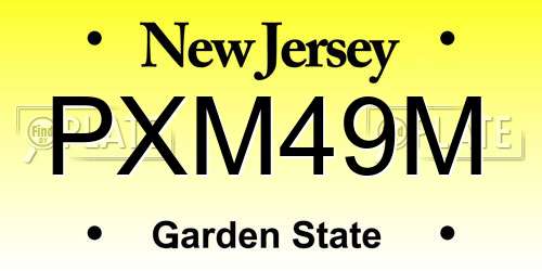 PXM49M New Jersey License Plate