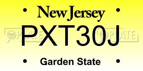 PXT30J New Jersey License Plate