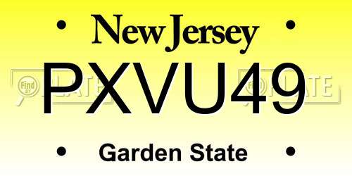 PXVU49 New Jersey License Plate