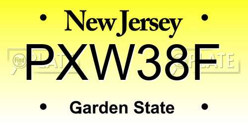 PXW38F New Jersey License Plate