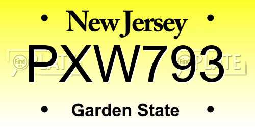 PXW793 New Jersey License Plate