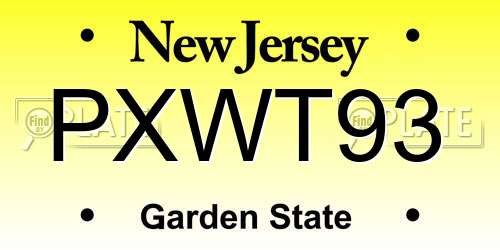 PXWT93 New Jersey License Plate