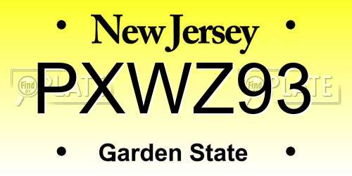 PXWZ93 New Jersey License Plate