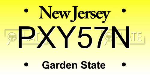 PXY57N New Jersey License Plate