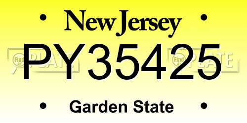 PY35425 New Jersey License Plate
