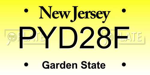 PYD28F New Jersey License Plate