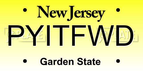PYITFWD New Jersey License Plate