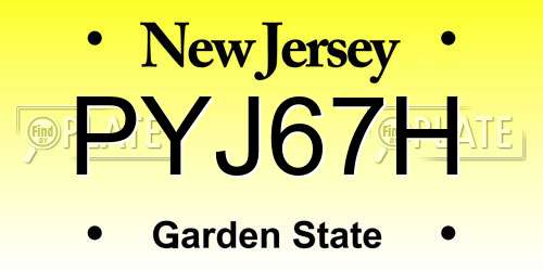 PYJ67H New Jersey License Plate