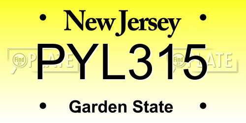 PYL315 New Jersey License Plate