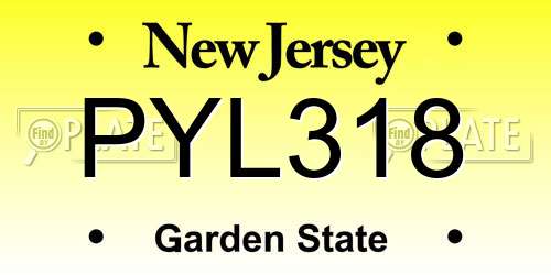 PYL318 New Jersey License Plate