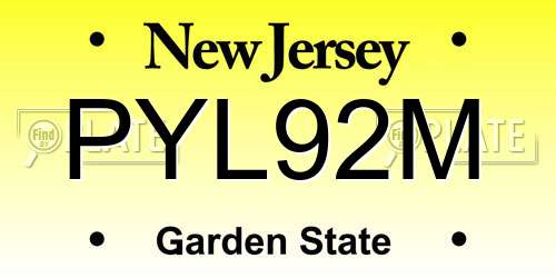 PYL92M New Jersey License Plate