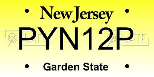 PYN12P New Jersey License Plate