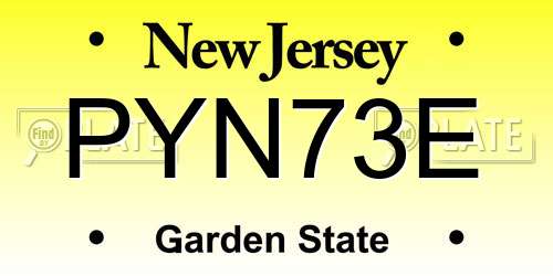 PYN73E New Jersey License Plate