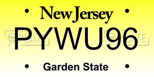 PYWU96 New Jersey License Plate