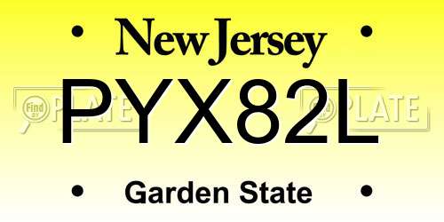 PYX82L New Jersey License Plate