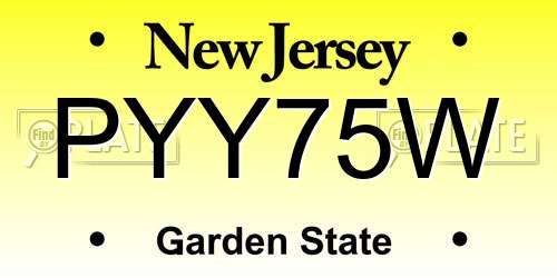 PYY75W New Jersey License Plate
