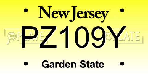 PZ109Y New Jersey License Plate
