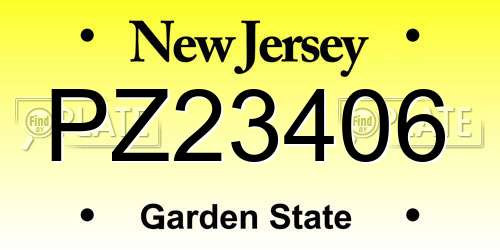 PZ23406 New Jersey License Plate