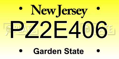 PZ2E406 New Jersey License Plate