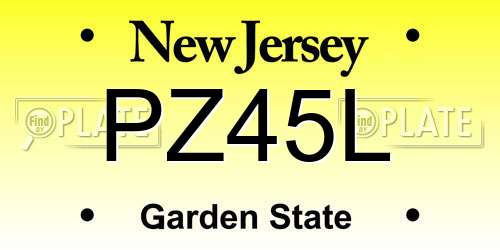 PZ45L New Jersey License Plate