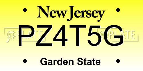 PZ4T5G New Jersey License Plate