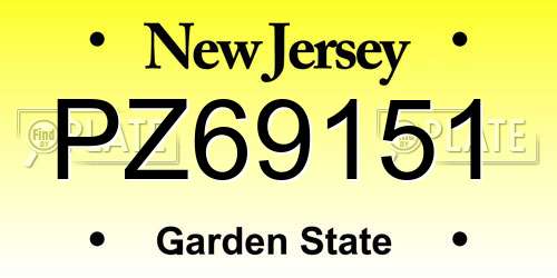 PZ69151 New Jersey License Plate