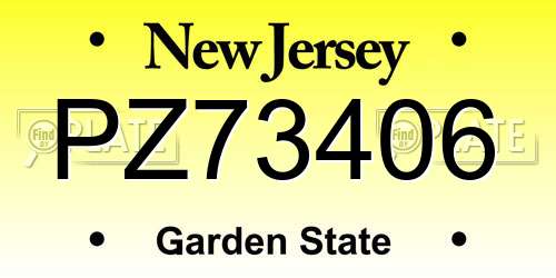 PZ73406 New Jersey License Plate