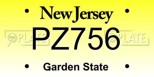 PZ756 New Jersey License Plate