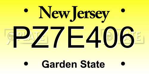 PZ7E406 New Jersey License Plate