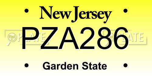 PZA286 New Jersey License Plate