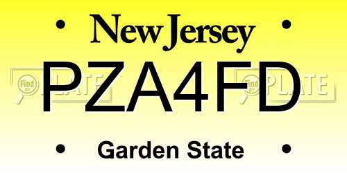 PZA4FD New Jersey License Plate